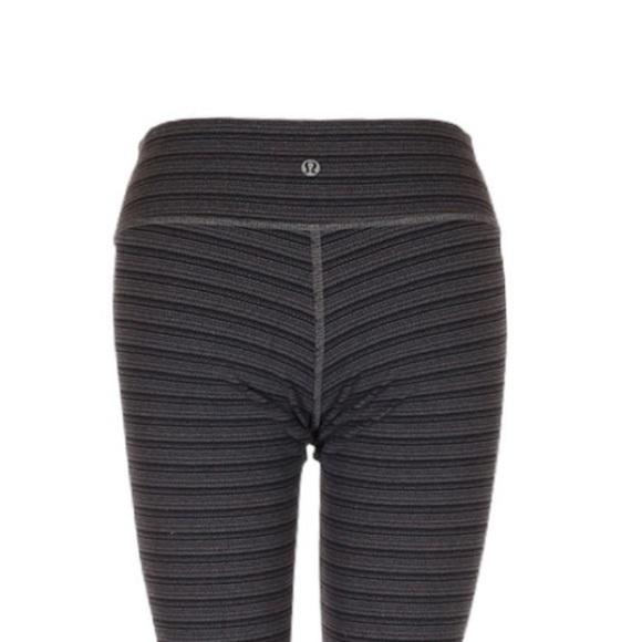 Lululemon Wunder Under Crop II Leggings Stripe Deep Coal Gray Luon 4 Yoga Pants - Picture 5 of 8